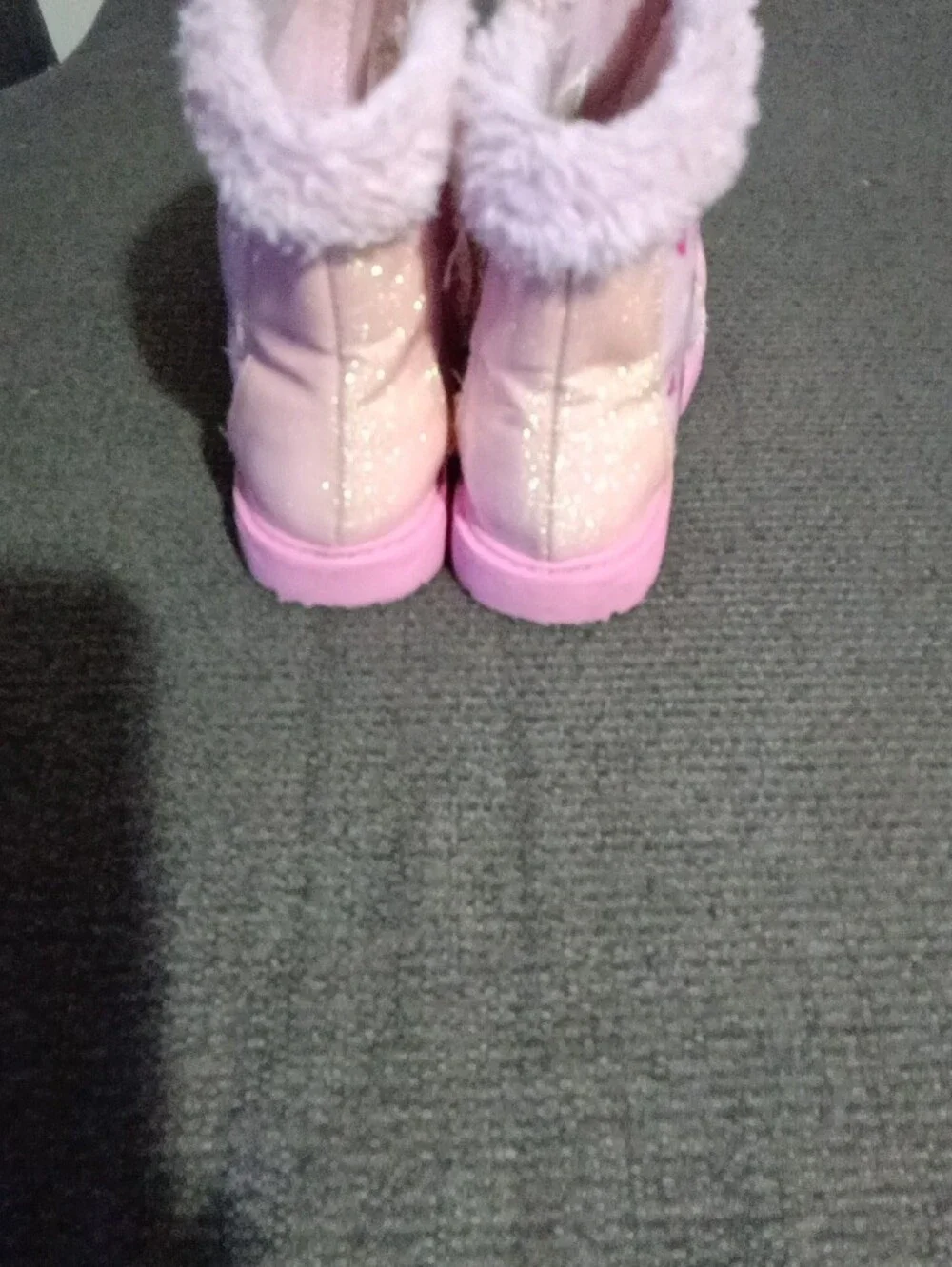 Minnie Pink Glitter Faux Fur Girls' Winter Boots